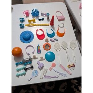 Barbie Doll Accessories Mixed Lot Visor Tennis‎ Weights Basketball Sunglasses